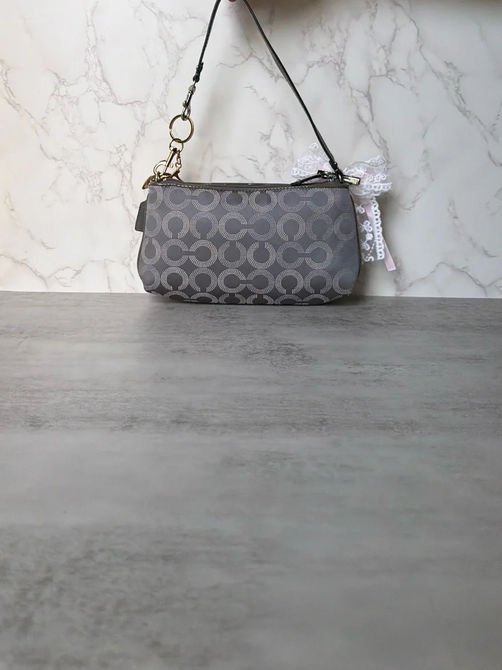 Grey Y2K Coach Mini Madison Shoulder Bag 🩰˚˖𓍢 🦢✧˚.🎀༘⋆